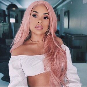 ♥️ ROSE GOLD PINK 24” BODY WAVY LACE FRONT WIG*NWT